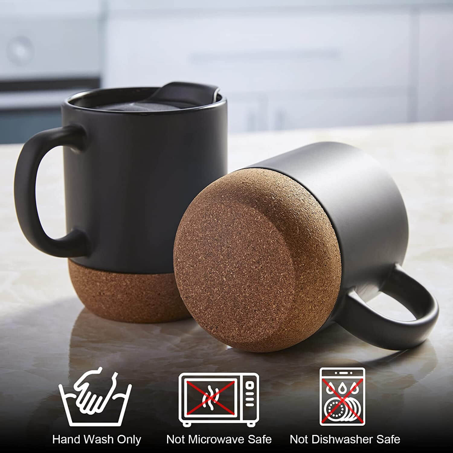 Black Mug with Cork Base