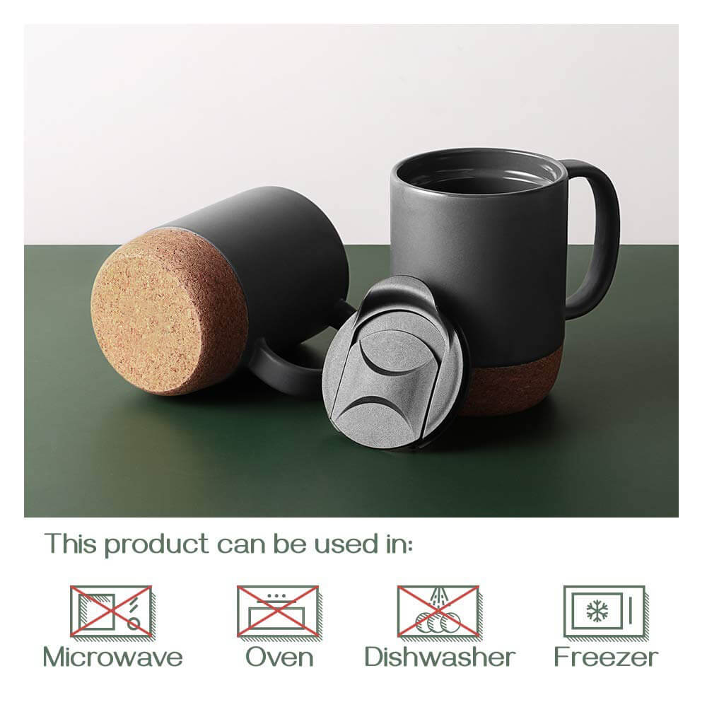 Black Mug with Cork Base