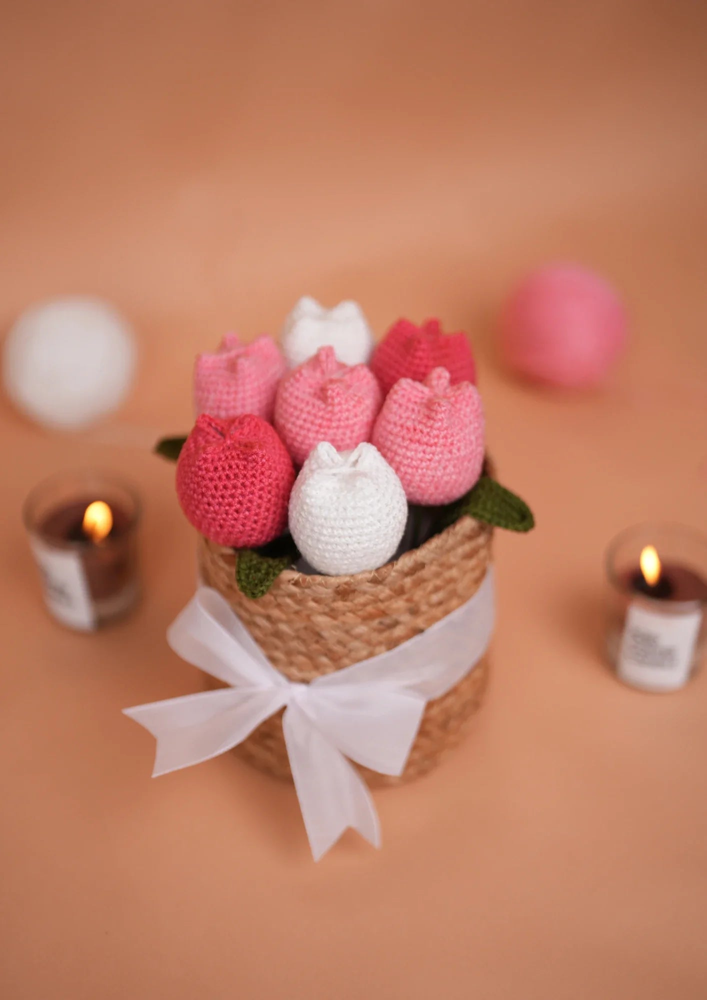 Pink Field of Tulips Basket