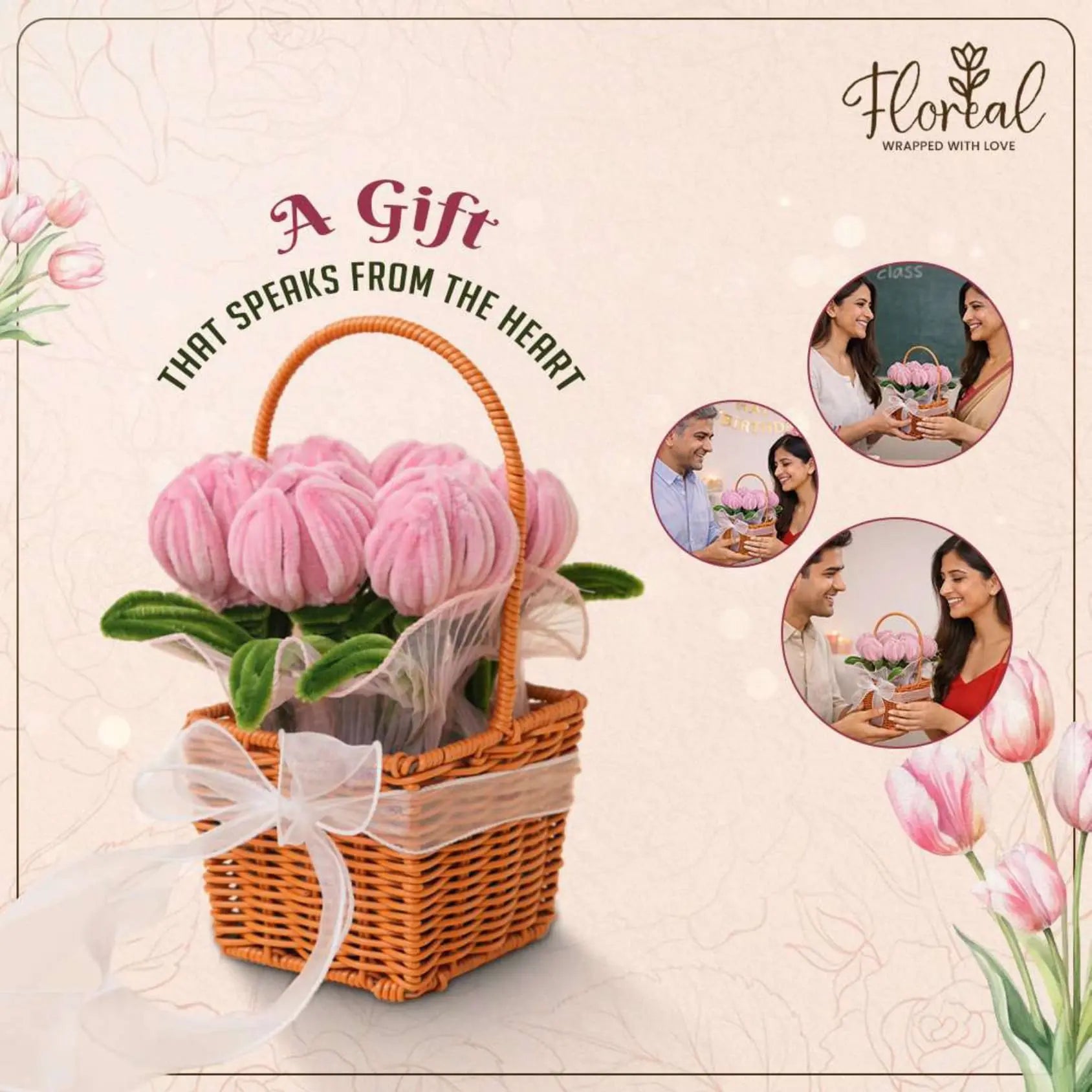 Pipe Cleaner Tulip Basket